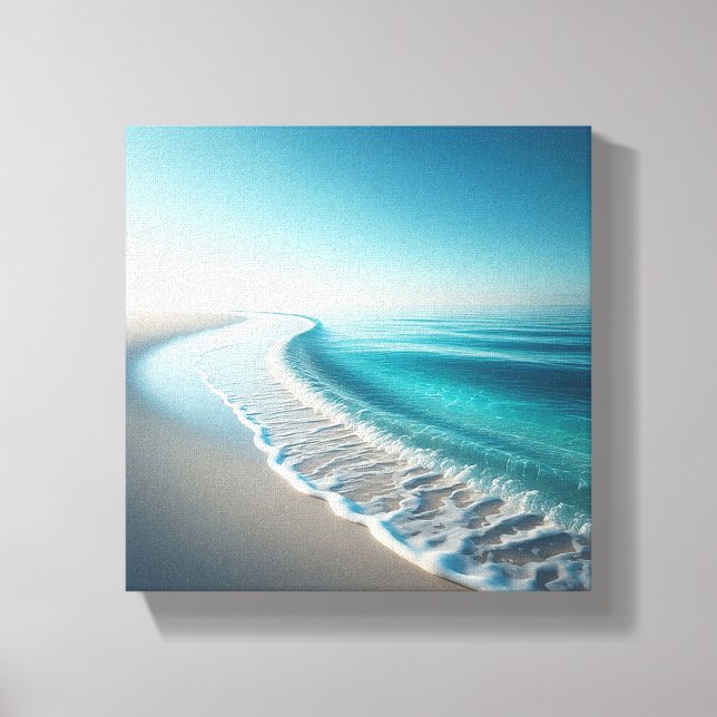 Serene Turquoise Coastline - Minimalist Beach  Canvas Print (Front)