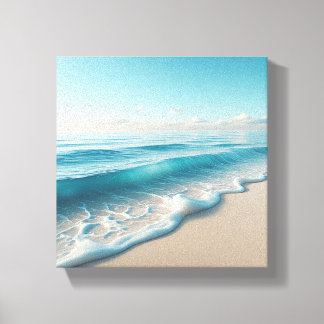 Serene Turquoise Ocean Waves with Soft White Foam Canvas Print