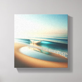 Serene Turquoise Wave Rolling on Golden Sand  Canvas Print
