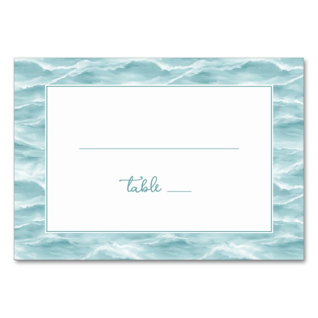 Serene Turquoise Wave Table Number (Front)