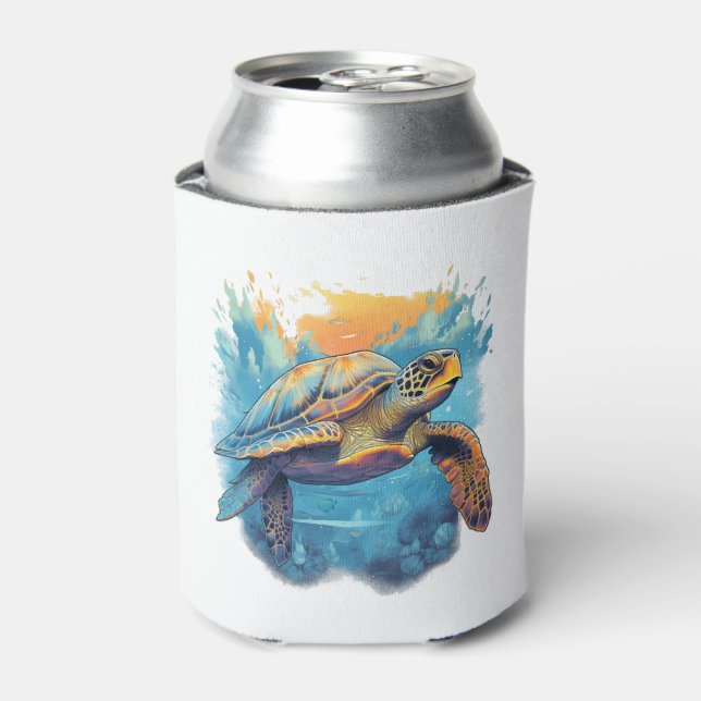 Serene Underwater Turtle Copy Can Cooler (Can Front)