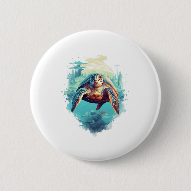 Serene Underwater Turtle Copy Copy 6 Cm Round Badge (Front)