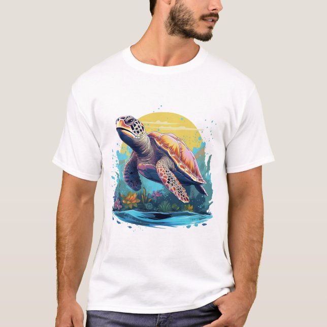 Serene Underwater Turtle T-Shirt (Front)