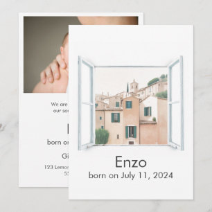 Serene View Italian Village your photo Birth Announcement