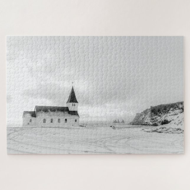 Serene Vík i Myrdal Church Jigsaw Puzzle (Horizontal)