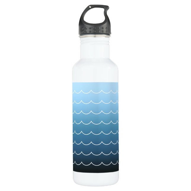 Serene Water Blue Wave Pattern Gradient 710 Ml Water Bottle (Front)