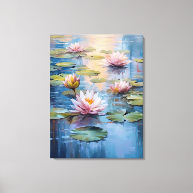 Serene Water Lily Pond Fine Art Canvas Print (Front)