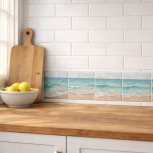Serene Watercolor Beach Waves - Ocean Vibes Tile
