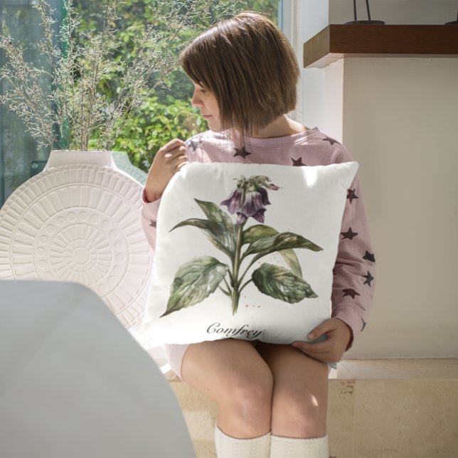 Serene Watercolor Comfrey, custom  Cushion (Creator Uploaded)