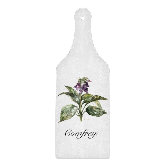  Serene Watercolor Comfrey, custom Cutting Board (Front)
