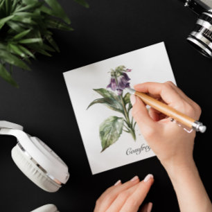 Serene Watercolor Comfrey, custom Holiday Card