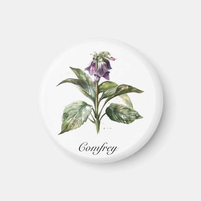 Serene Watercolor Comfrey, custom Magnet (Front)