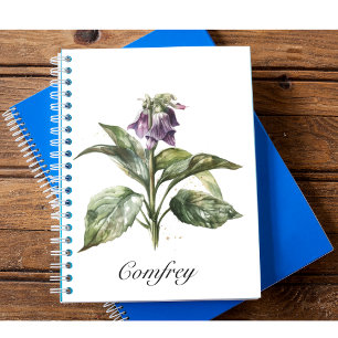 Serene Watercolor Comfrey, custom Notebook