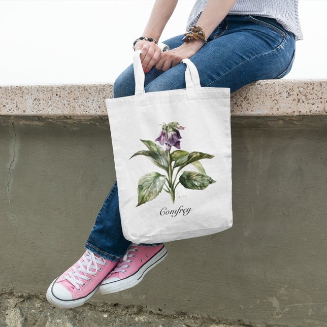 Serene Watercolor Comfrey, custom Tote Bag (Creator Uploaded)