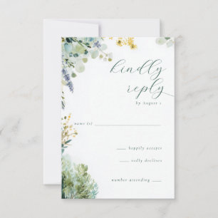 Serene Watercolor Floral Botanical RSVP Card