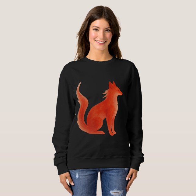 Serene Watercolor Fox Illustration Sweatshirt (Front Full)