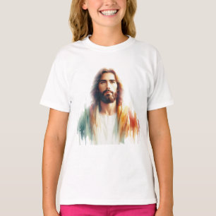 Serene Watercolor Jesus Christ Portrait – Spiritua T-Shirt