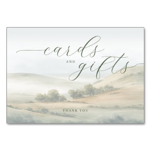 Serene Watercolor Landscape Gratitude Table Number