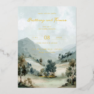 Serene Watercolor Landscape Invitation