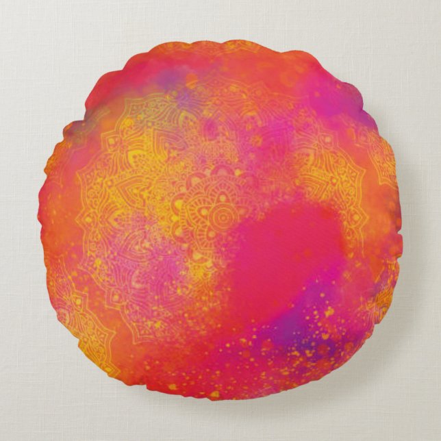 Serene Watercolor Round Cushion (Front)