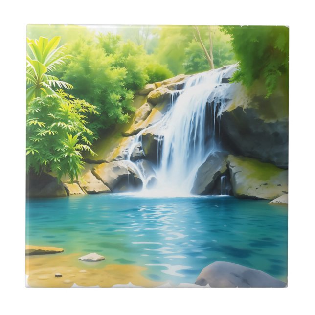 Serene Waterfall Cascading  Tile (Front)