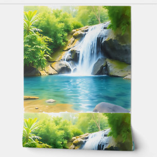 Serene Waterfall Cascading Wallpaper