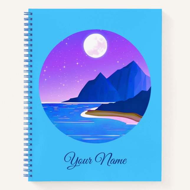 Serene Waterfall in Pale Blue and Green  Notebook (Front)