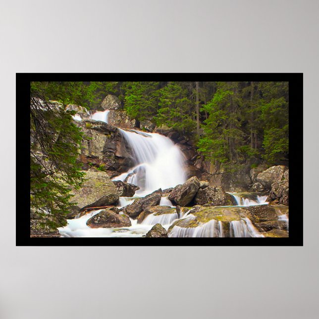 Serene Waterfall Poster - High Tatras Slovakia (Front)