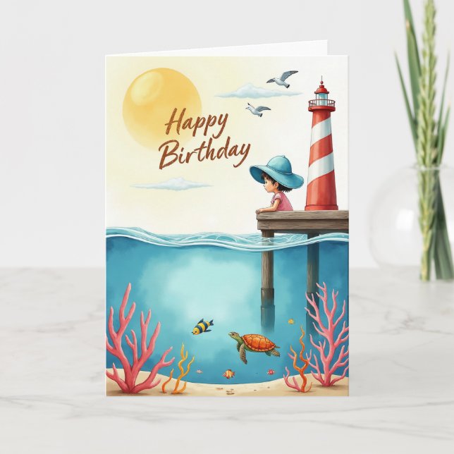 Serene Waterline Birthday Card (Front)