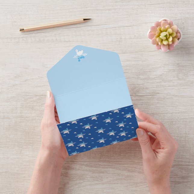 Serene Waters - Playful Swan Lake Pattern Design All In One Invitation (Video)