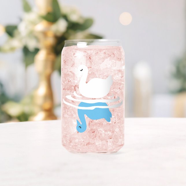 Serene Waters - Playful Swan Lake Pattern Design Can Glass (Insitu (Wedding))