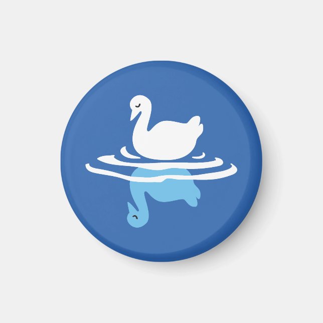 Serene Waters - Playful Swan Lake Pattern Design Magnet (Front)