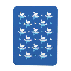 Serene Waters - Playful Swan Lake Pattern Design Magnet