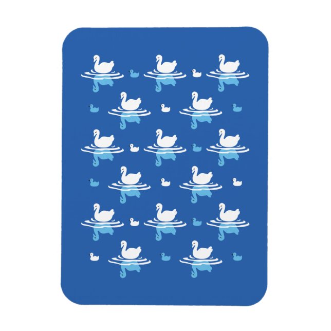 Serene Waters - Playful Swan Lake Pattern Design Magnet (Vertical)