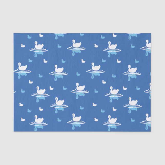 Serene Waters - Playful Swan Lake Pattern Design Tissue Paper (Front)