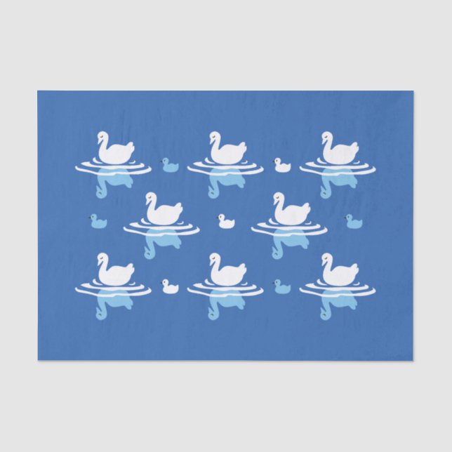 Serene Waters - Playful Swan Lake Pattern Design Tissue Paper (Front)