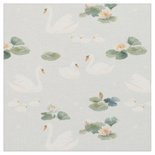 Serene Waters swan mama baby family love Fabric