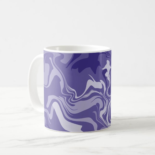 Serene Waves of Purple in Abstract Harmony Coffee Mug (Front Left)