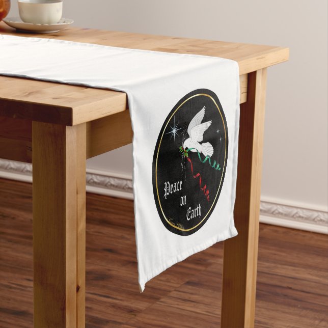 Serene White Dove Short Table Runner (In Situ)