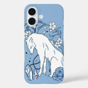 Serene White Wolf & Cherry Blossom iPhone 16 Case