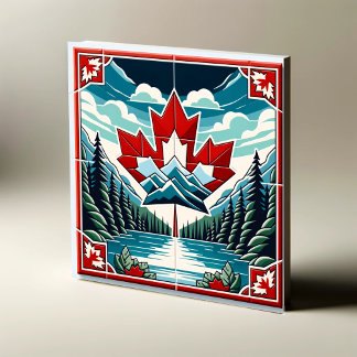 Serene Wilderness: Captivating Canadian Landscape  Tile