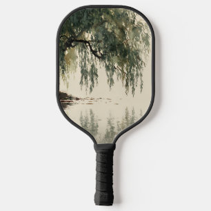Serene Willow Tree Reflection Nature Art (11) Pickleball Paddle