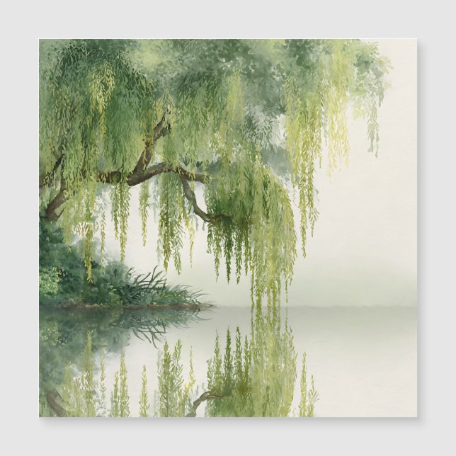 Serene Willow Tree Reflection Nature Art (14) (Front)