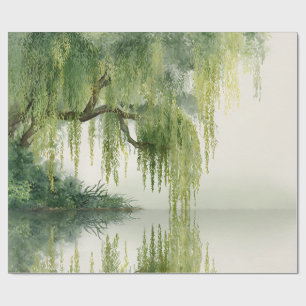 Serene Willow Tree Reflection Nature Art (14) Wrapping Paper