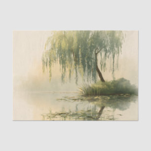Serene Willow Tree Reflection Nature Art (1) Tissue Paper