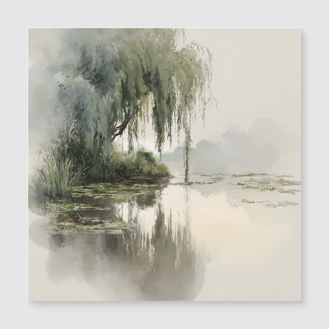 Serene Willow Tree Reflection Nature Art (2) (Front)