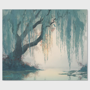 Serene Willow Tree Reflection Nature Art (3) Wrapping Paper