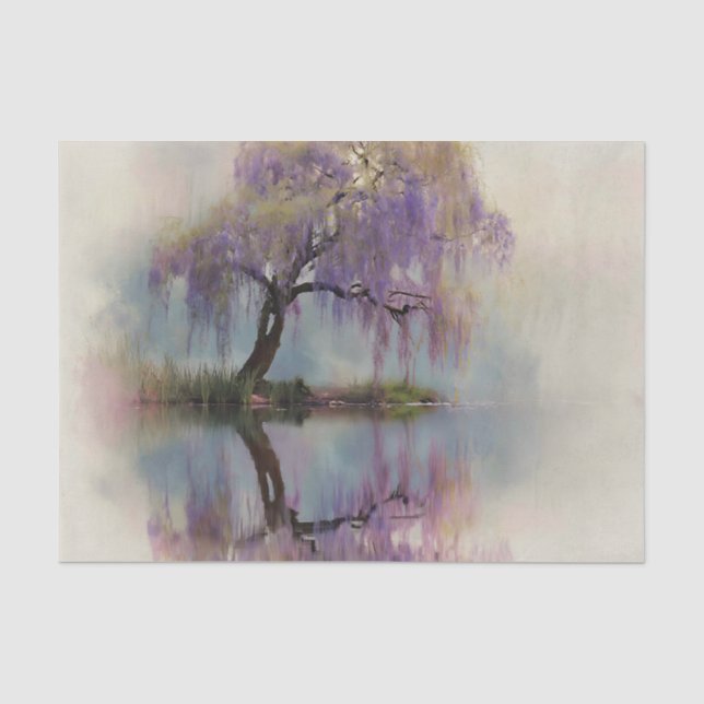 Serene Willow Tree Reflection Nature Art (6) Tissue Paper (Front)
