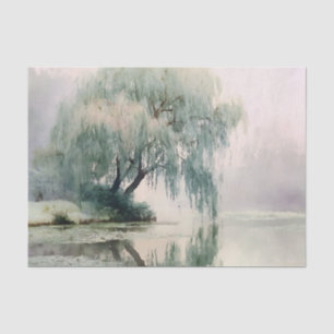 Serene Willow Tree Reflection Nature Art (7) Tissue Paper