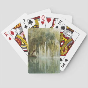 Serene Willow Tree Reflection Nature Art (8) Playing Cards